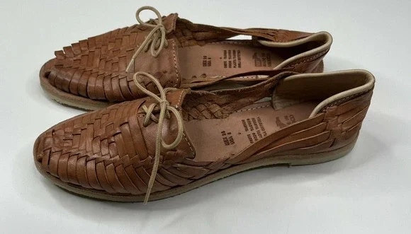 NEW Made in Mexico Espadrille Leather Sandals Size 8 Women's Brown Slip On Woven - Picture 7 of 7